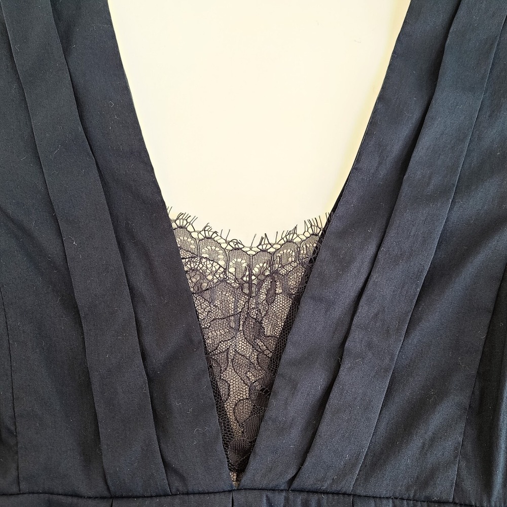 Debra Rodman Dress Womens 0 Pleated Lace Detail Navy Sleeveless - Picture 6 of 6